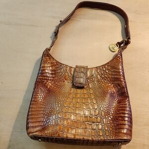 Brahmin Tan Crocodile Embossed Shoulder Bag